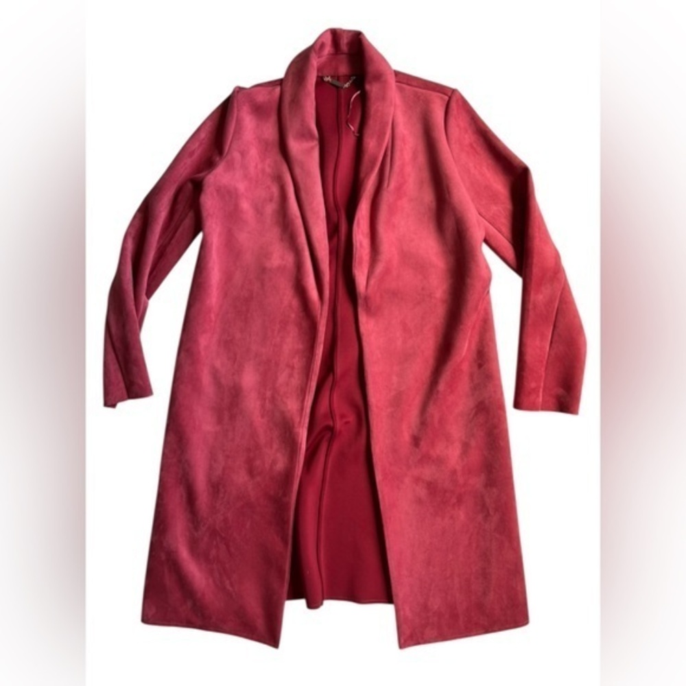 T Tahari suede Red Blazer with Elegant Shawl Collar